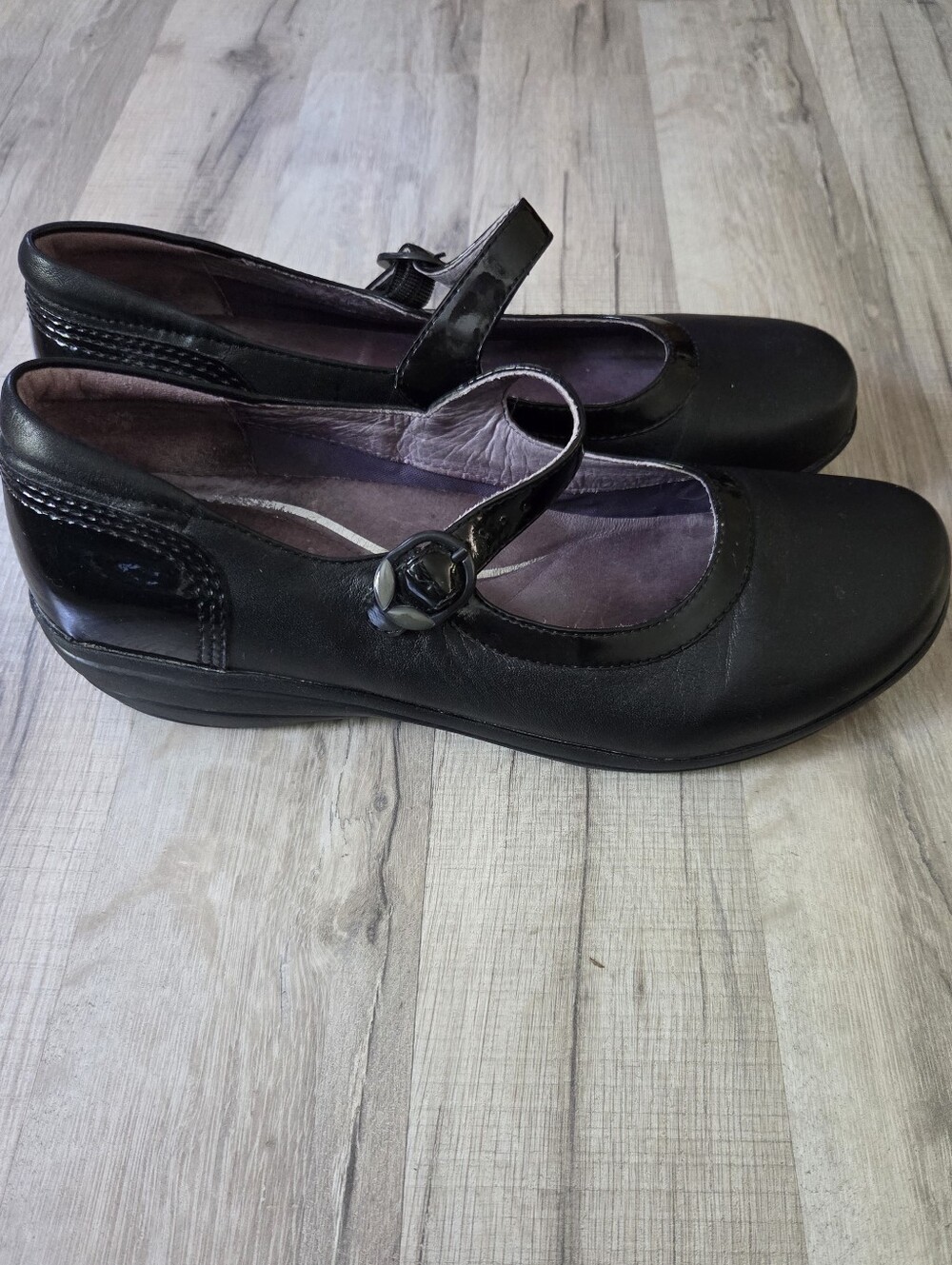 Dansko Misty Mary Janes Flat Shoes, Black Napa & Patent Leather, Sz 41 - Picture 2 of 6